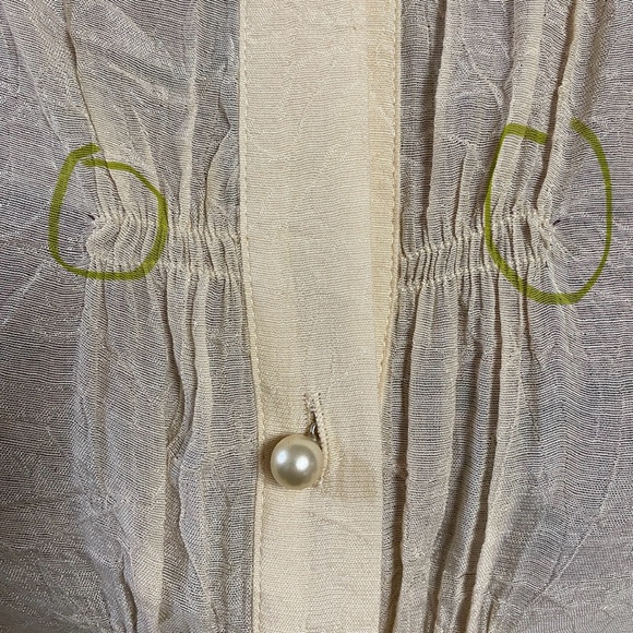 See By Chloe Sz 10 Crinkle Beige Drawstring Top *Flaw - Picture 6 of 7